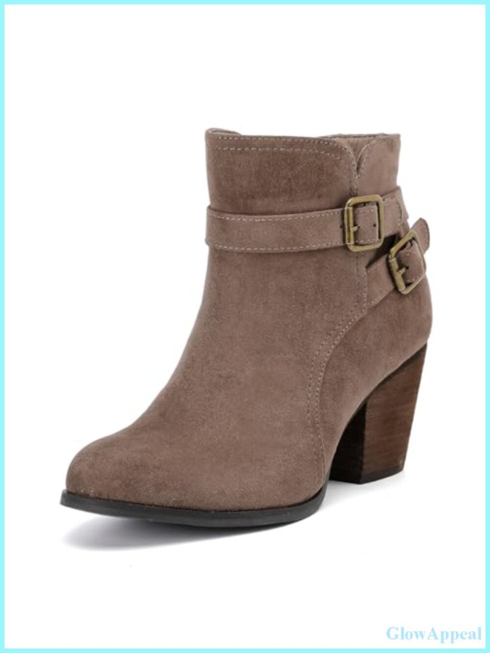 Wide Width Ankle Boots Women's Side Zipper Low Heel Comfortable Vegan Suede
